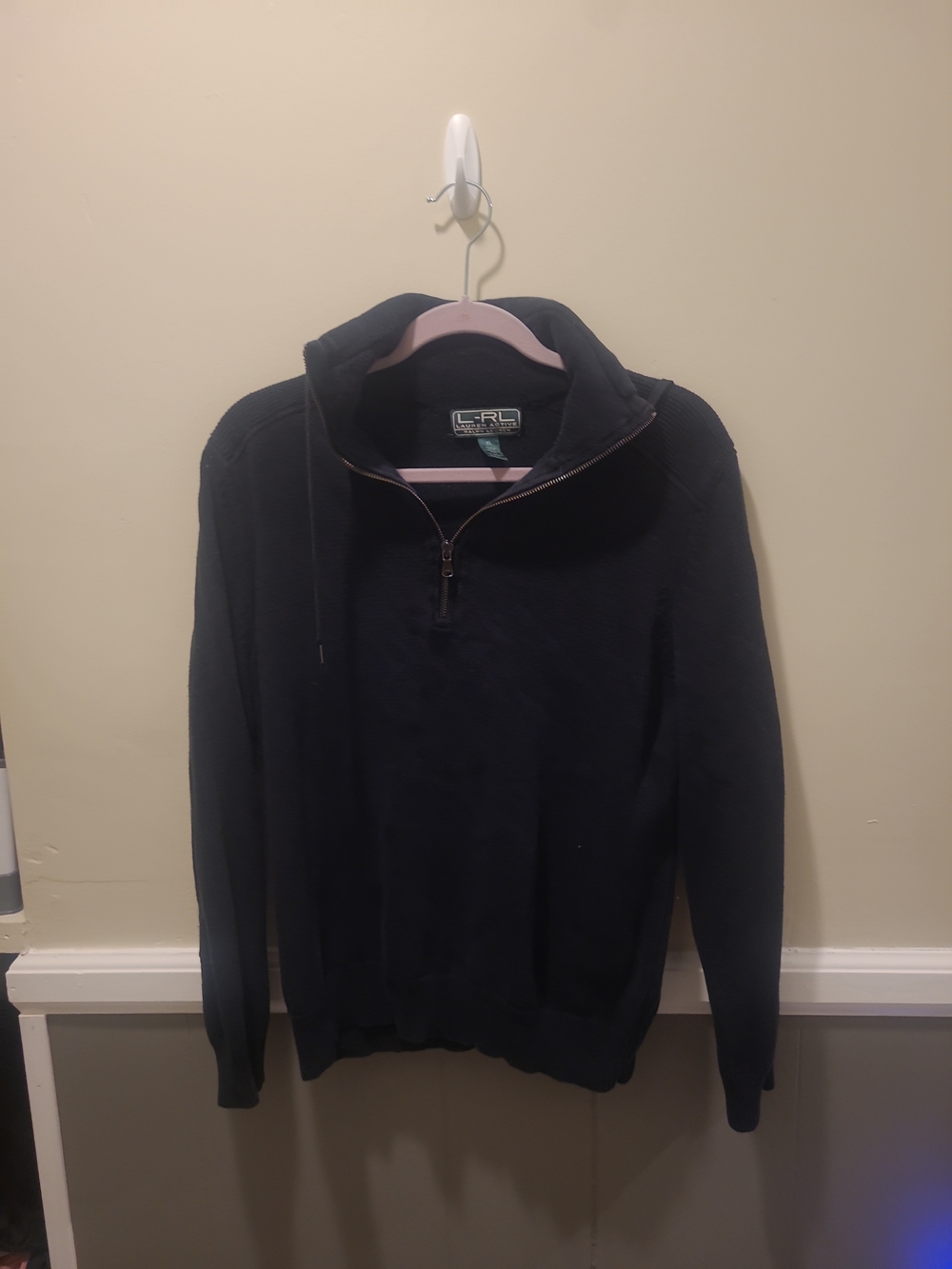 Lauren Ralph Lauren Sweater Women XL Ladies Black Elbow Patch Pullover FLAW
